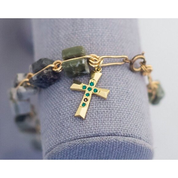 Vintage Celtic Cross Metal Link Bracelet 8 Inch - T4 - Picture 1 of 3